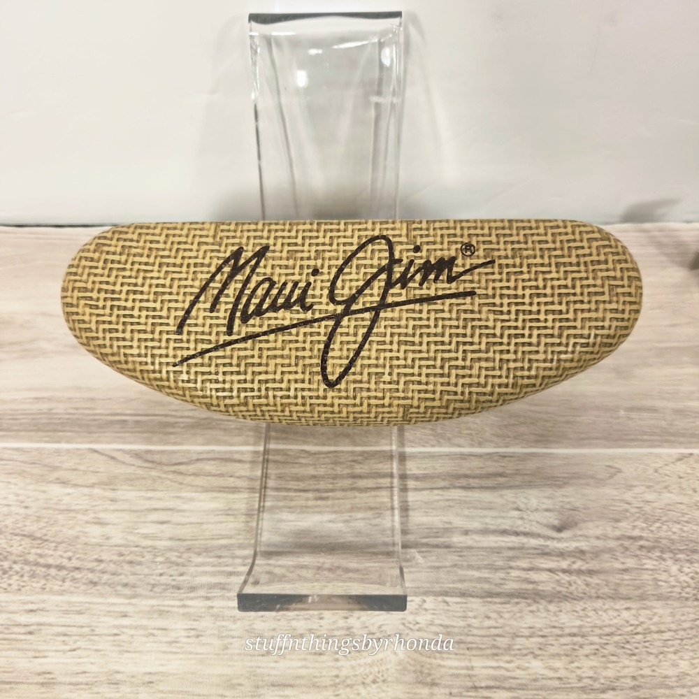 Maui Jim Sunglasses Case Tan Hard Case Wicker Pattern Beach Summer Style Used